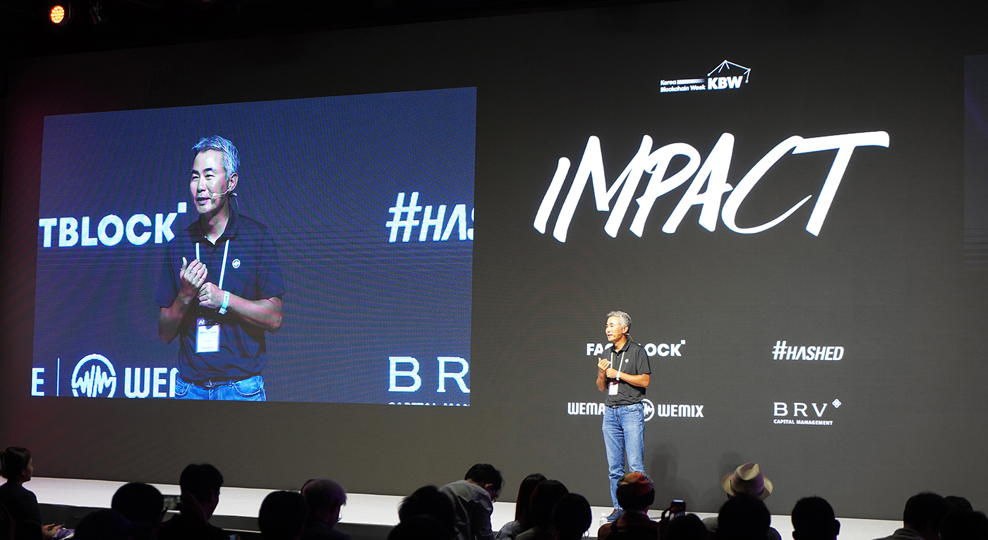 Wemade Wemade CEO Henry Chang delivers a keynote speech at KBW2023: IMPACT ...